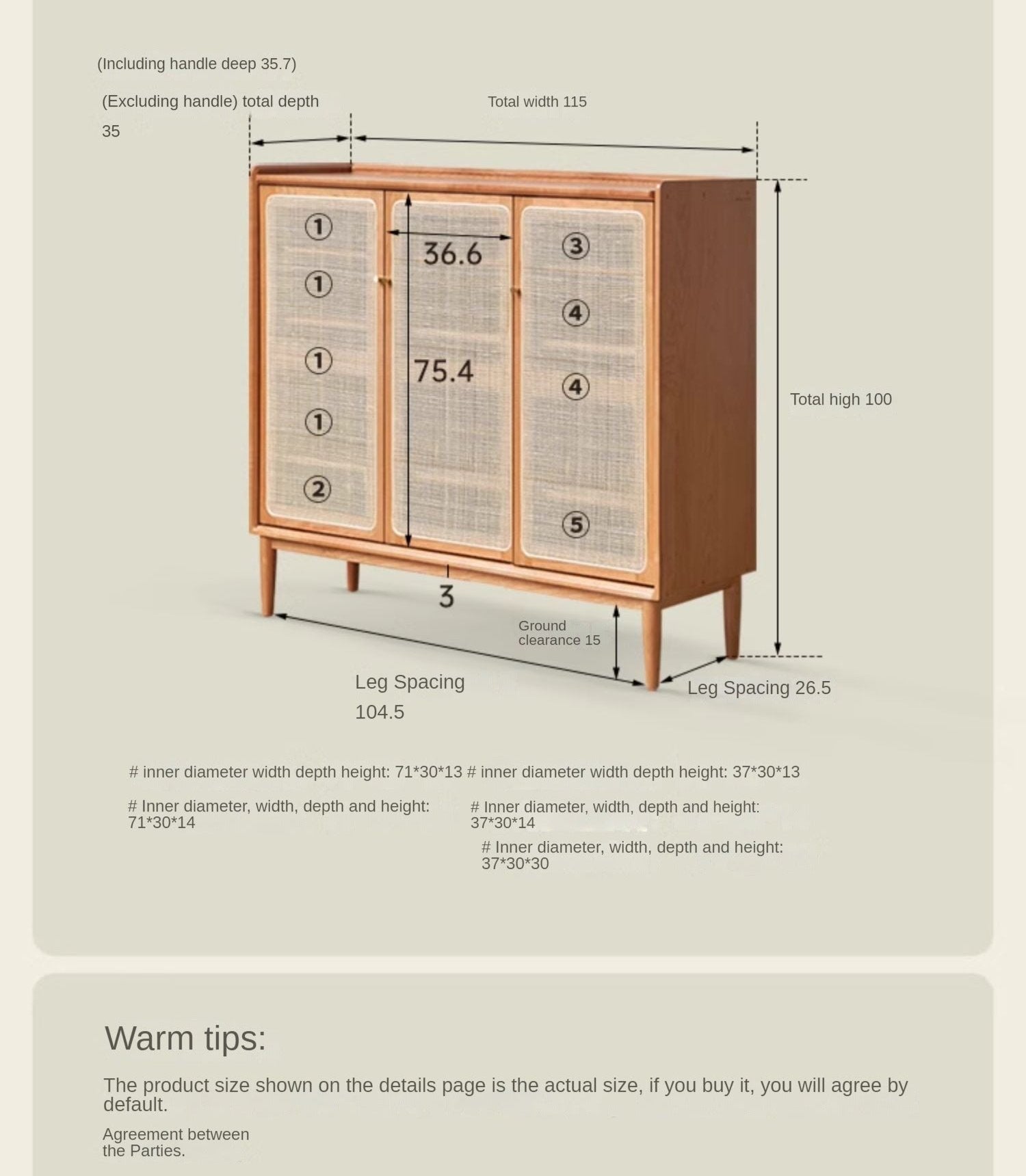 Cherry Solid Wood Rattan Door Storage Shoe Cabinet