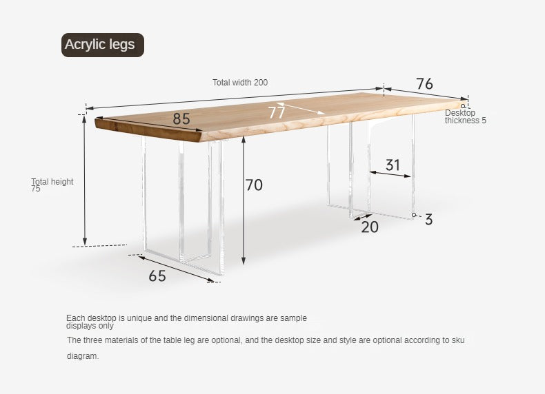 Ash solid wood large board natural edge dining table