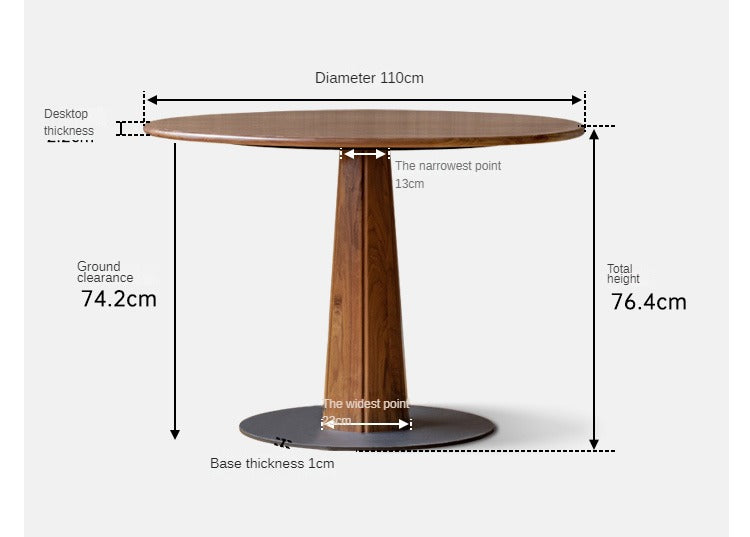 Black walnut solid wood round dining table