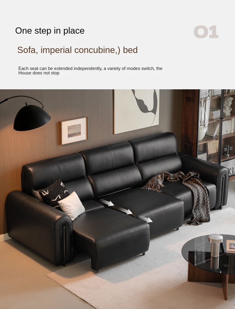 Genuine leather sofa bed Italian light luxury