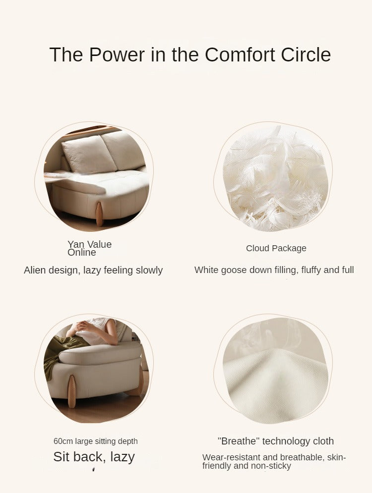 Technology Cloth Fabric Sofa Cream Style