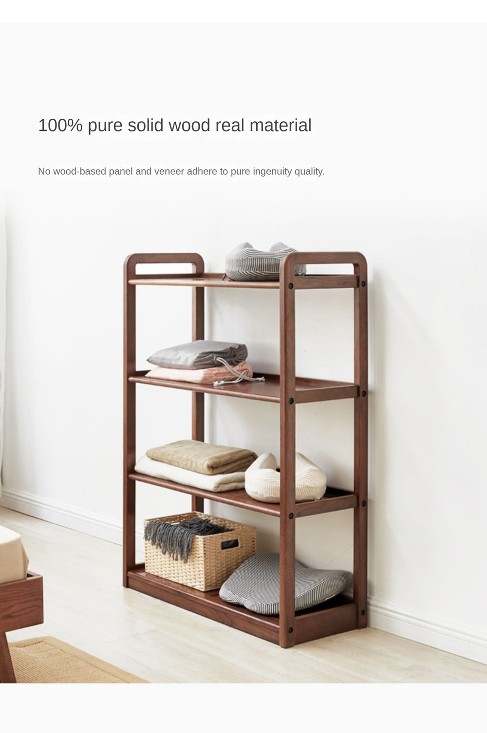 Basic Storage Rack solid wood storage rack modern simple floor-standing bookshelf oak ...
