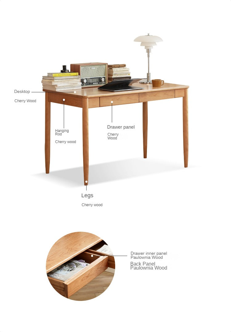 Cherry Solid Wood Table with Socket