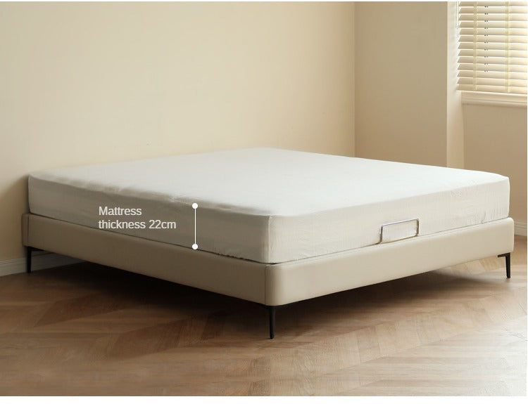 Technology Fabric platform bed, headboard-free bed Cream Style