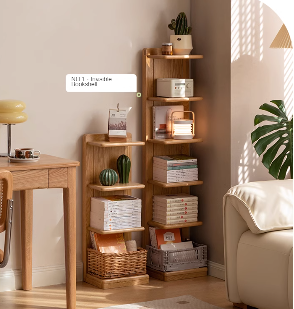 Oak solid wood multi-layer storage rack