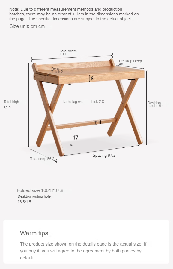 Oak solid wood modern folding table