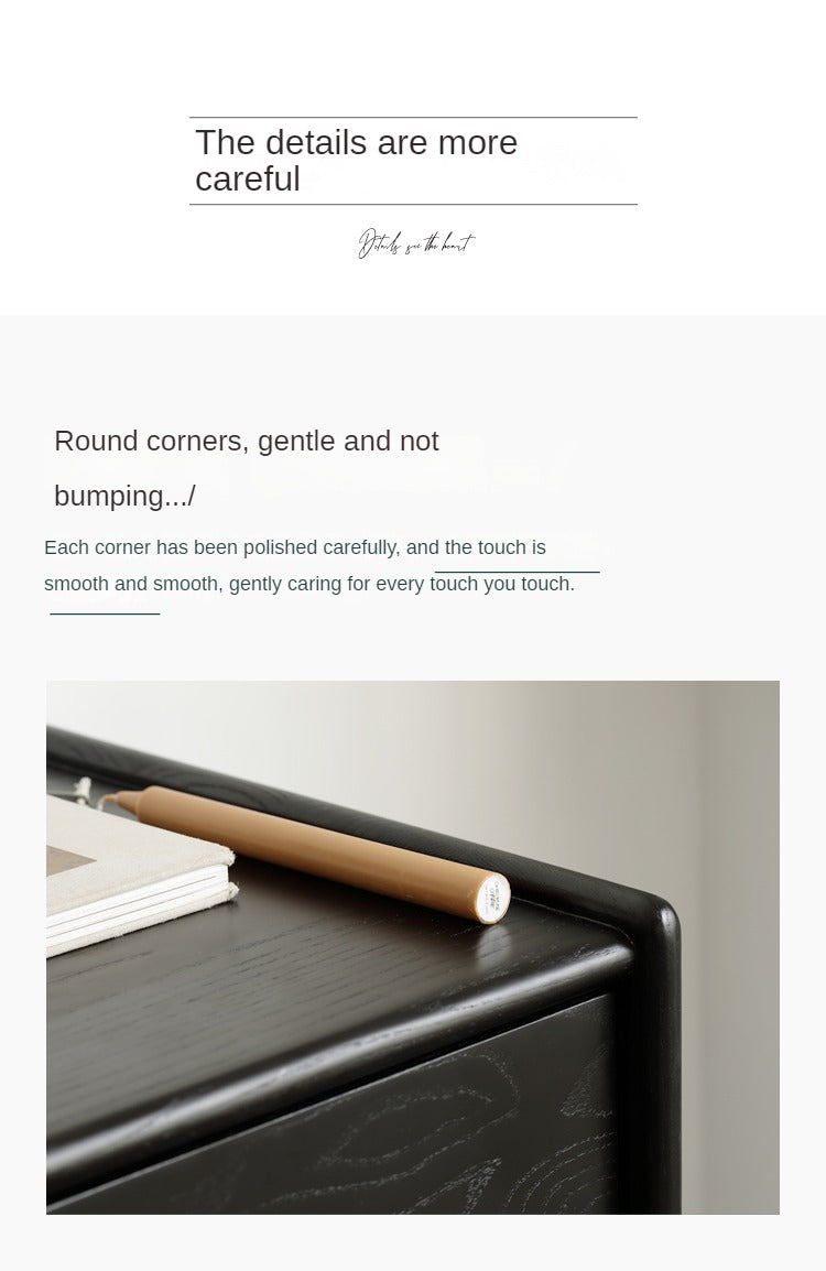 Ash Solid Wood Simple Bedroom Drawer Cabinet Black)