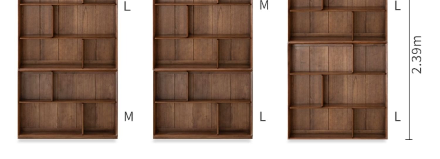 Black Walnut Solid Wood Floor-standing Low Bookcase Combination Bookshelf<