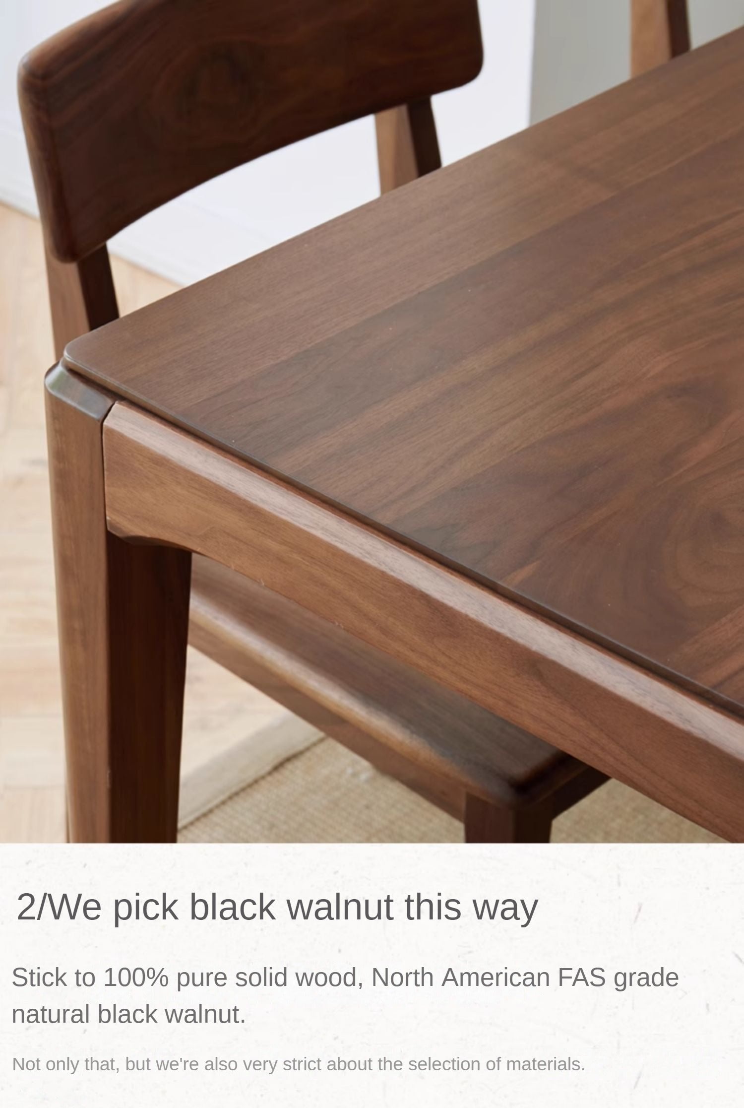 Black walnut solid wood modern light luxury Nordic dining table