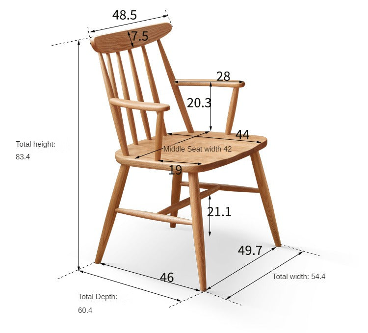 2 pcs Oak Solid Wood Dining Armchair Leisure Chair: