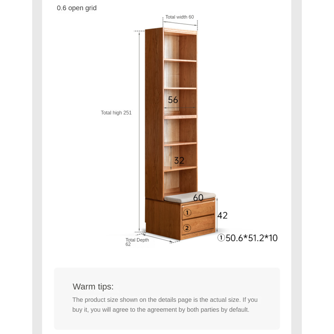 Cherry Solid Wood Bookcase Combination Glass Cabinet