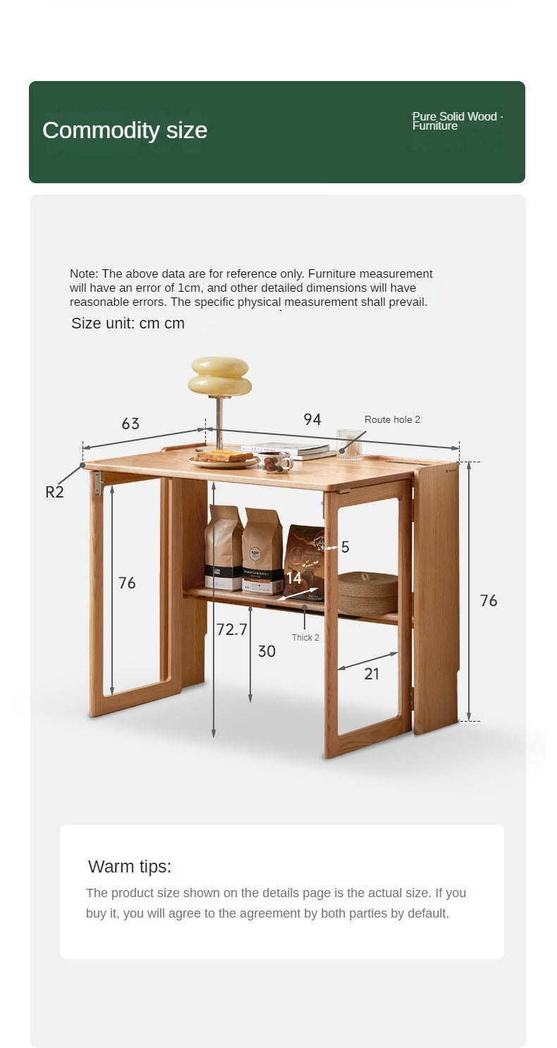 Oak solid wood Nordic modern dining folding table