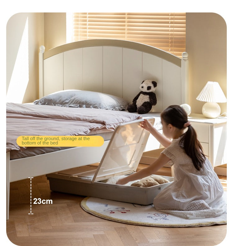 Poplar Solid Wood Children's Bed White Cream Style)