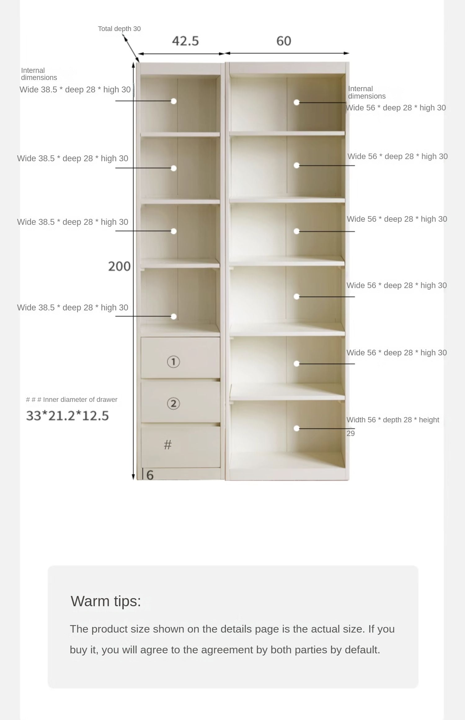 Poplar Solid Wood Bookcase Cream Style