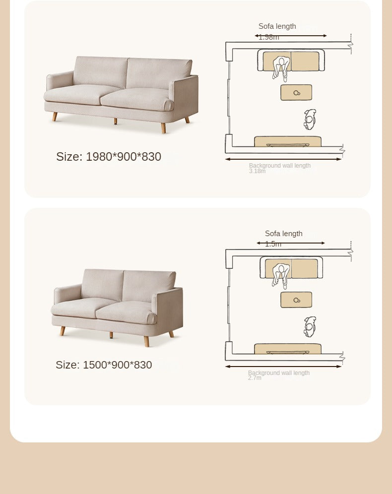 Fabric sofa modern three-seat straight sofa