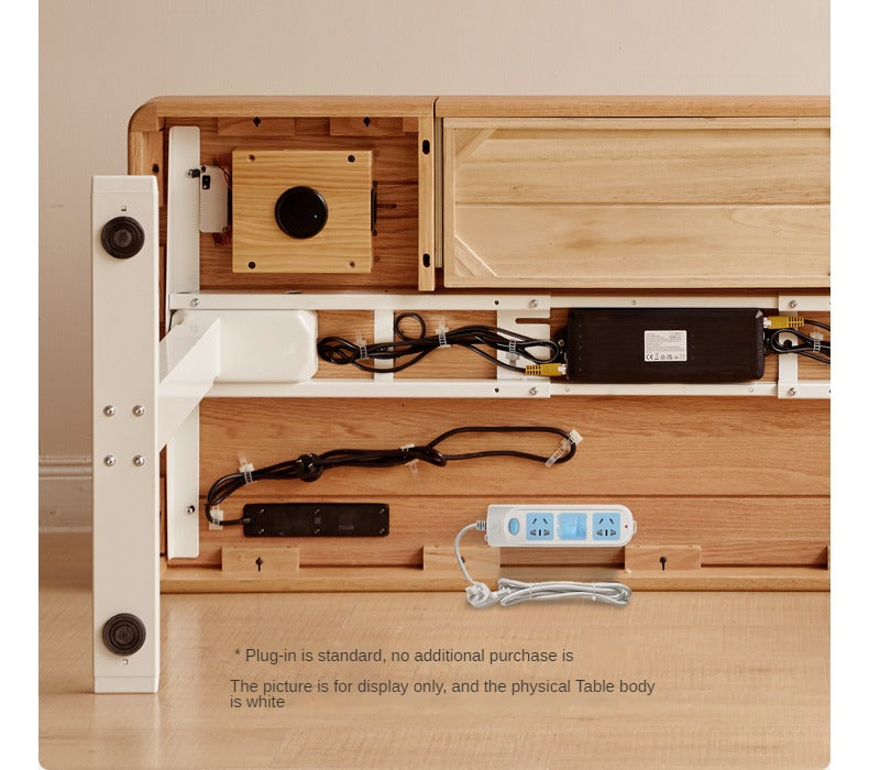 Poplar Solid wood smart electric lift desk cream style"