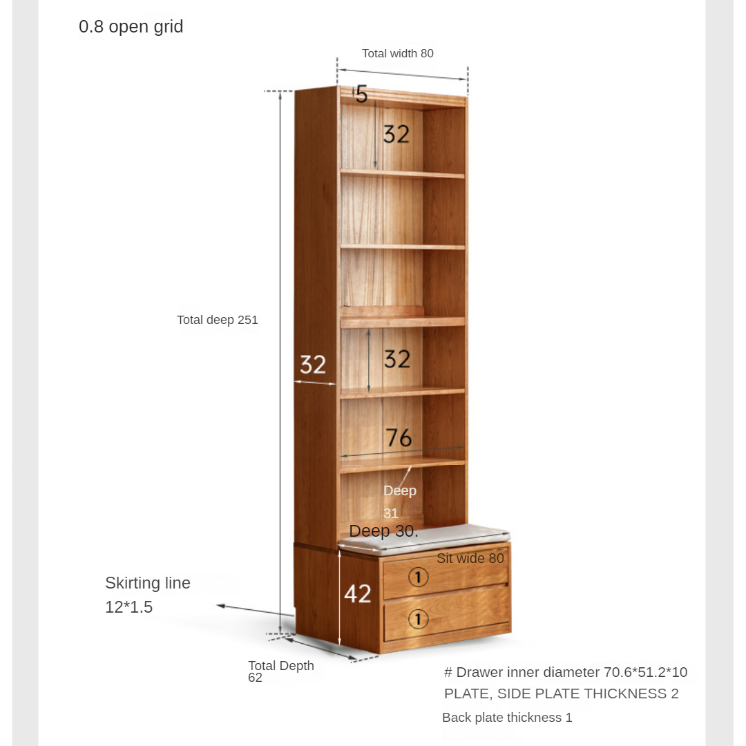 Cherry Solid Wood Bookcase Combination Glass Cabinet