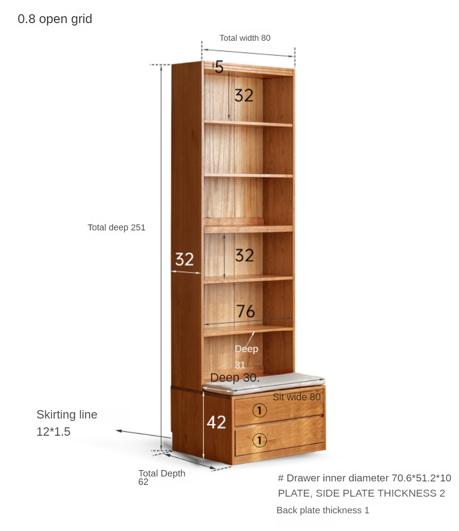 Cherry Solid Wood Bookcase Combination Glass Cabinet