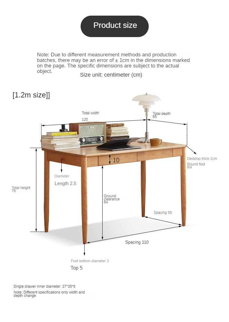 Cherry Solid Wood Table with Socket