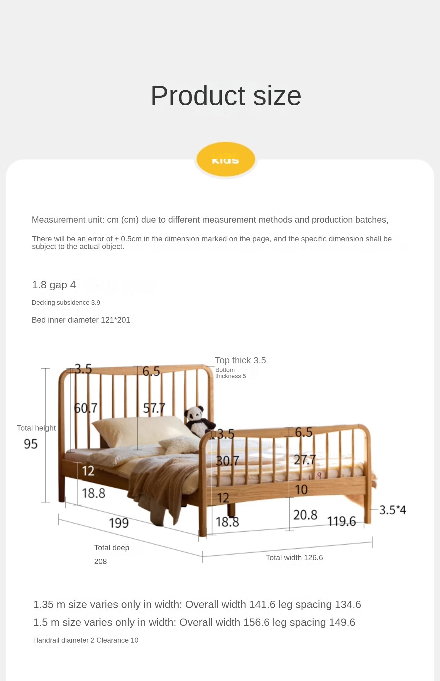 Oak Solid Wood Children's High Head Windsor Bed