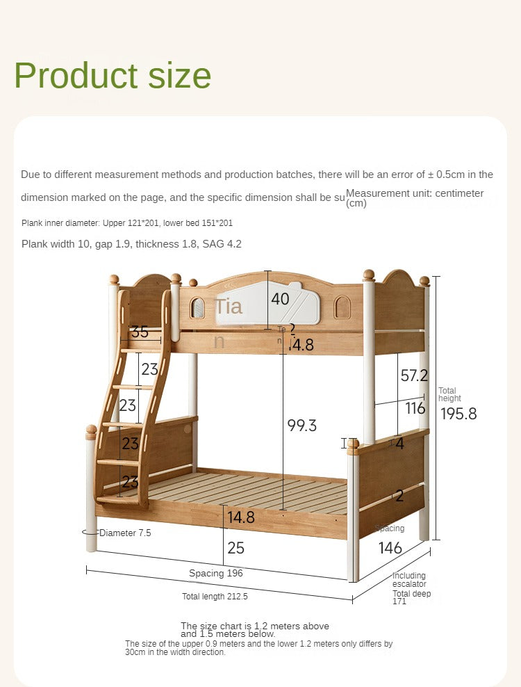 Rubber Solid Wood Children's Bunk Bed