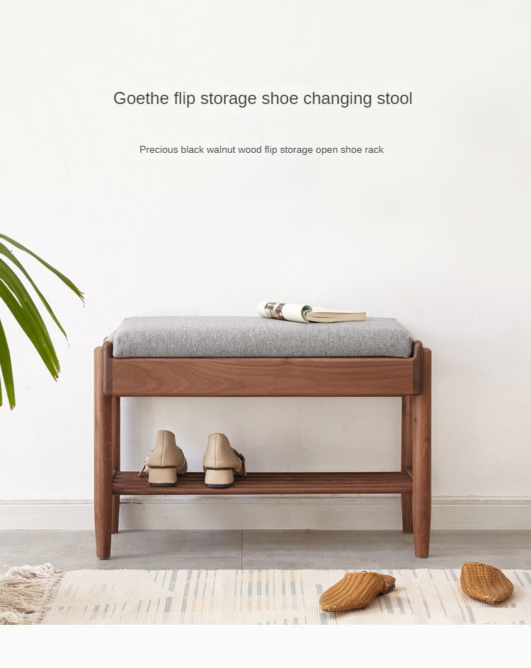 Flip storage Shoe Storage Bench Black walnut solid wood-