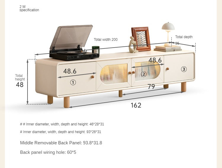 Poplar solid wood storage  cream style TV cabinet :