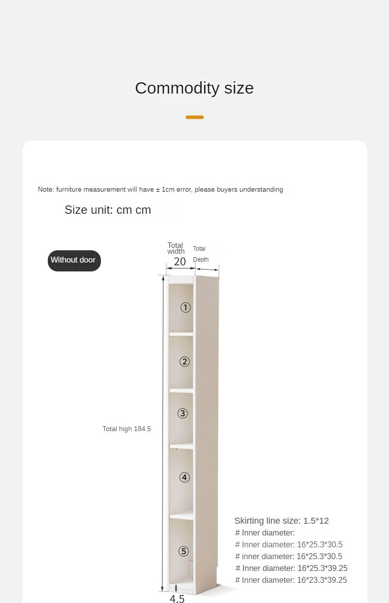 Poplar Cream Wind Small Unit Ultra Narrow Bookshelf