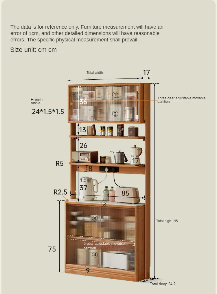 Cherry Solid Wood Modern Rock Plate Glass Sideboard