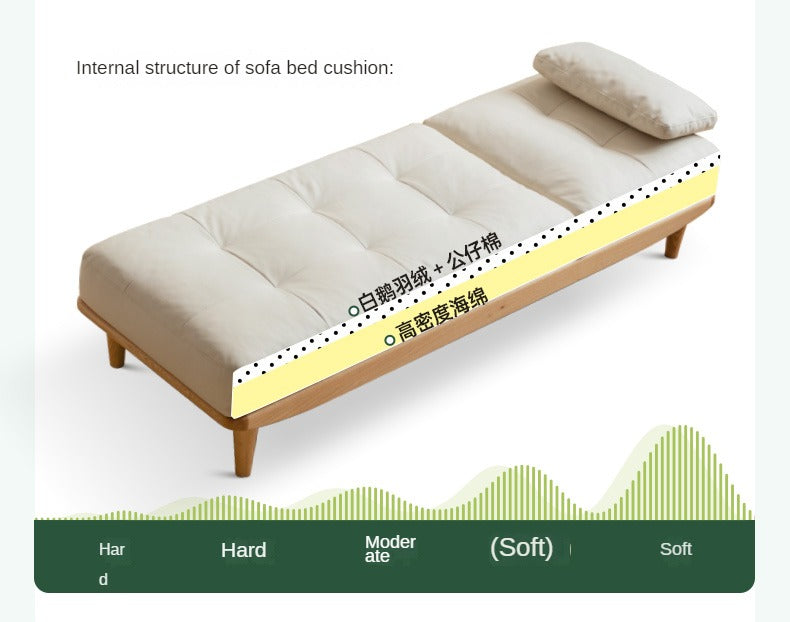 Oak solid wood sofa bed adjustable dual-purpose technological fabric: