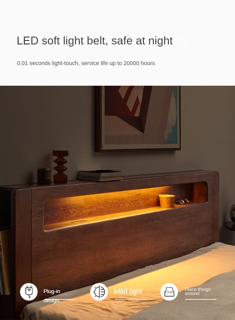 Oak solid wood luminous storage box bed "