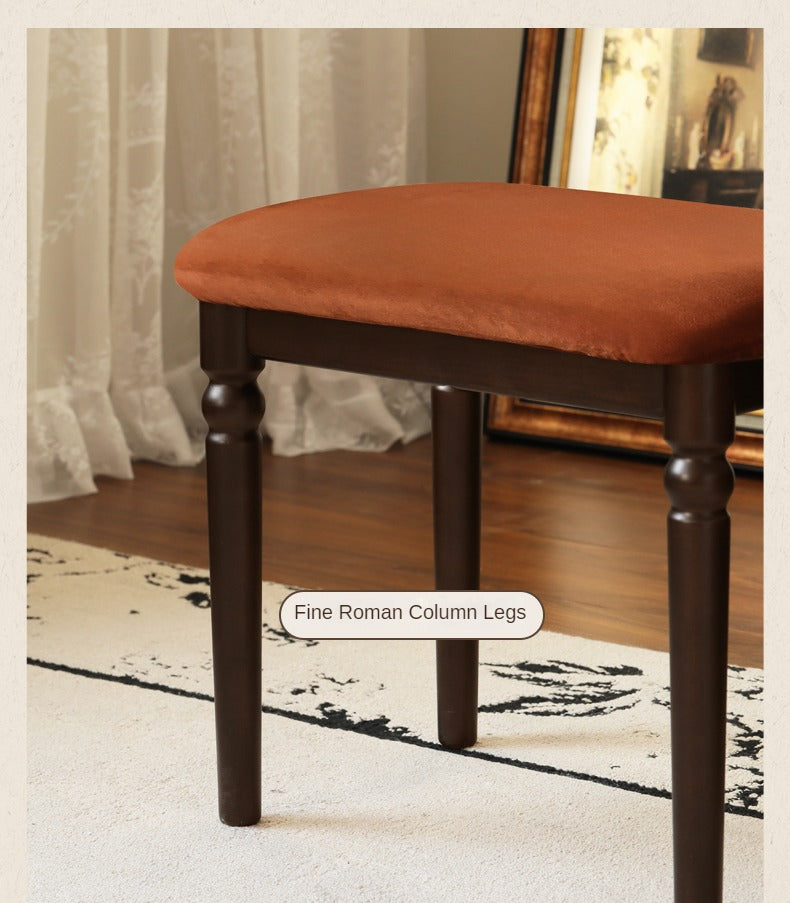 Beech Solid Wood American Retro Soft Makeup Stool