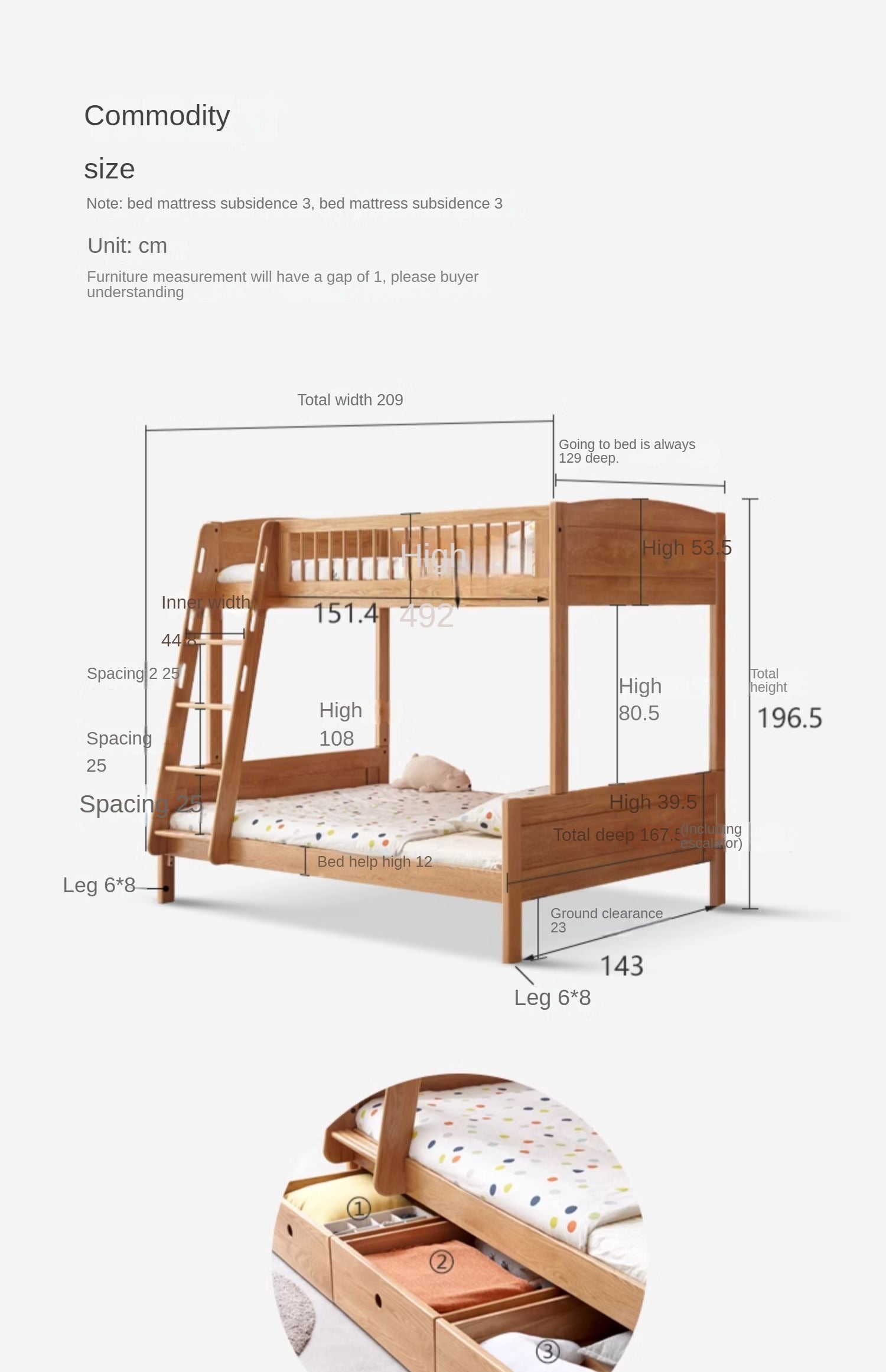 Oak solid wood Bunk Bed.