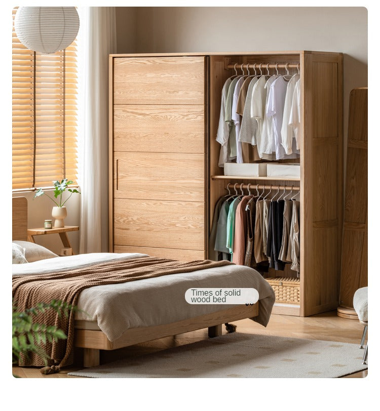 Oak Solid Wood Sliding Door Wardrobe