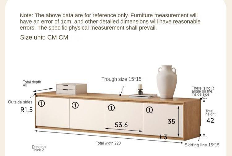 Oak solid wood modern white integrated log floor TV cabinet-