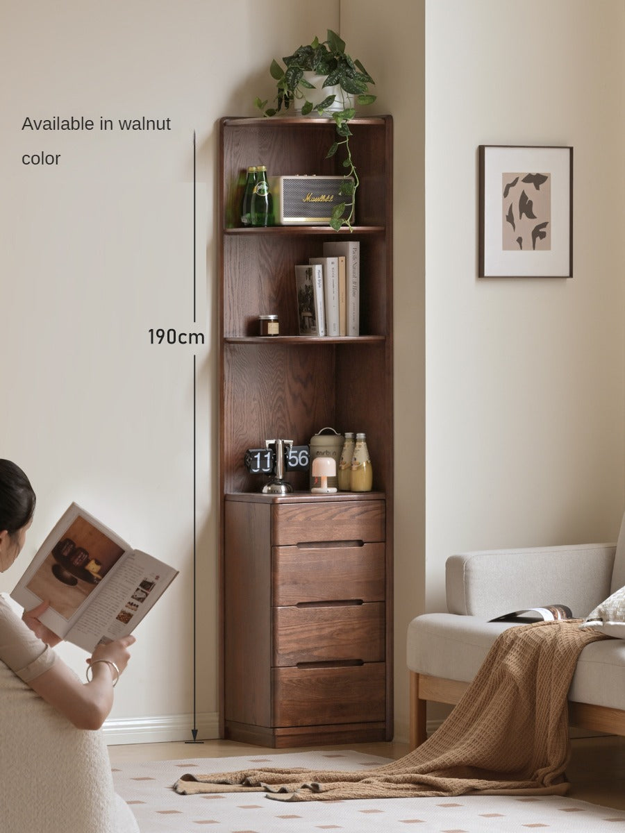 Corner cabinet  floor-to-ceiling bookcase Oak solid wood"-