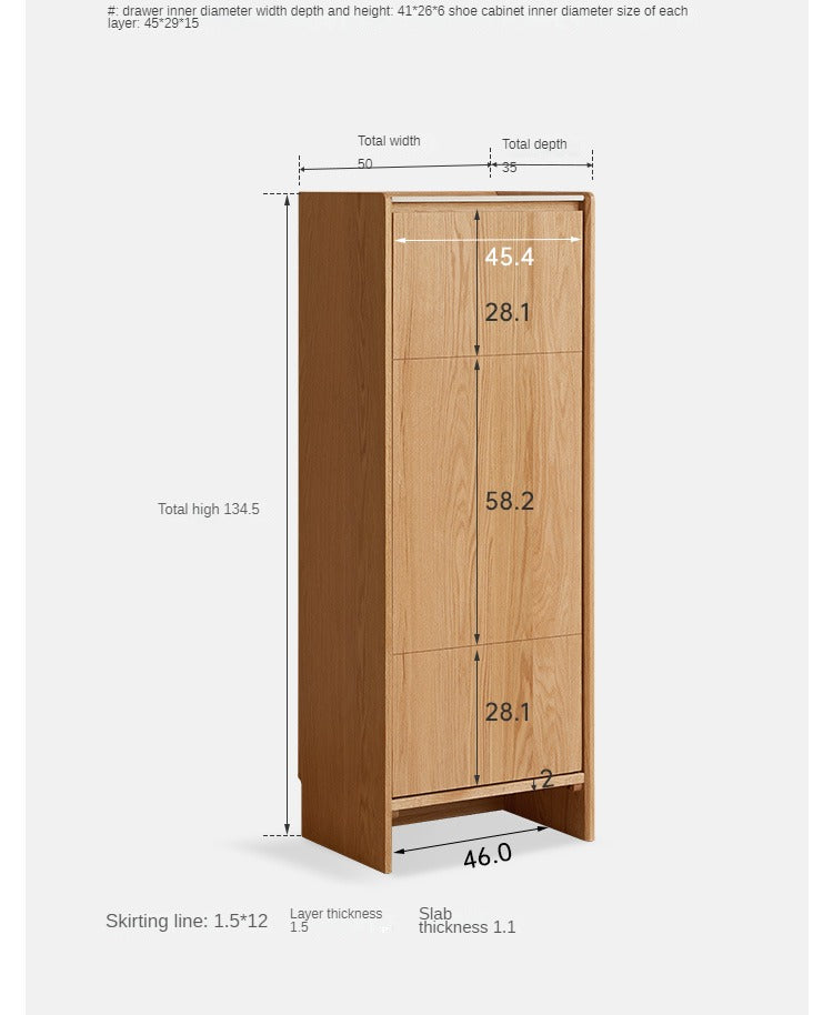 Oak solid wood rock slab storage shoe cabinet integrated