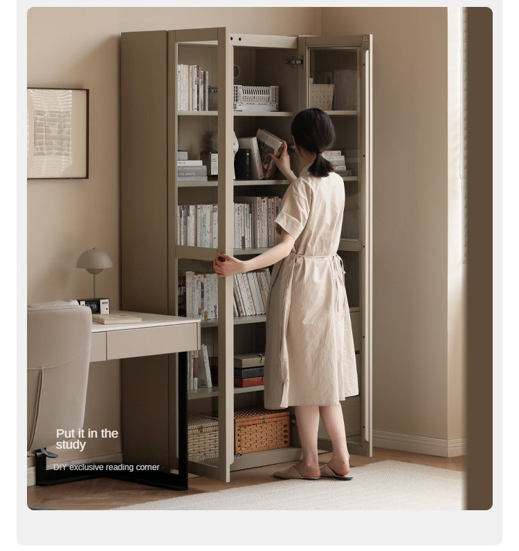 Poplar solid wood bookcase light luxury style<