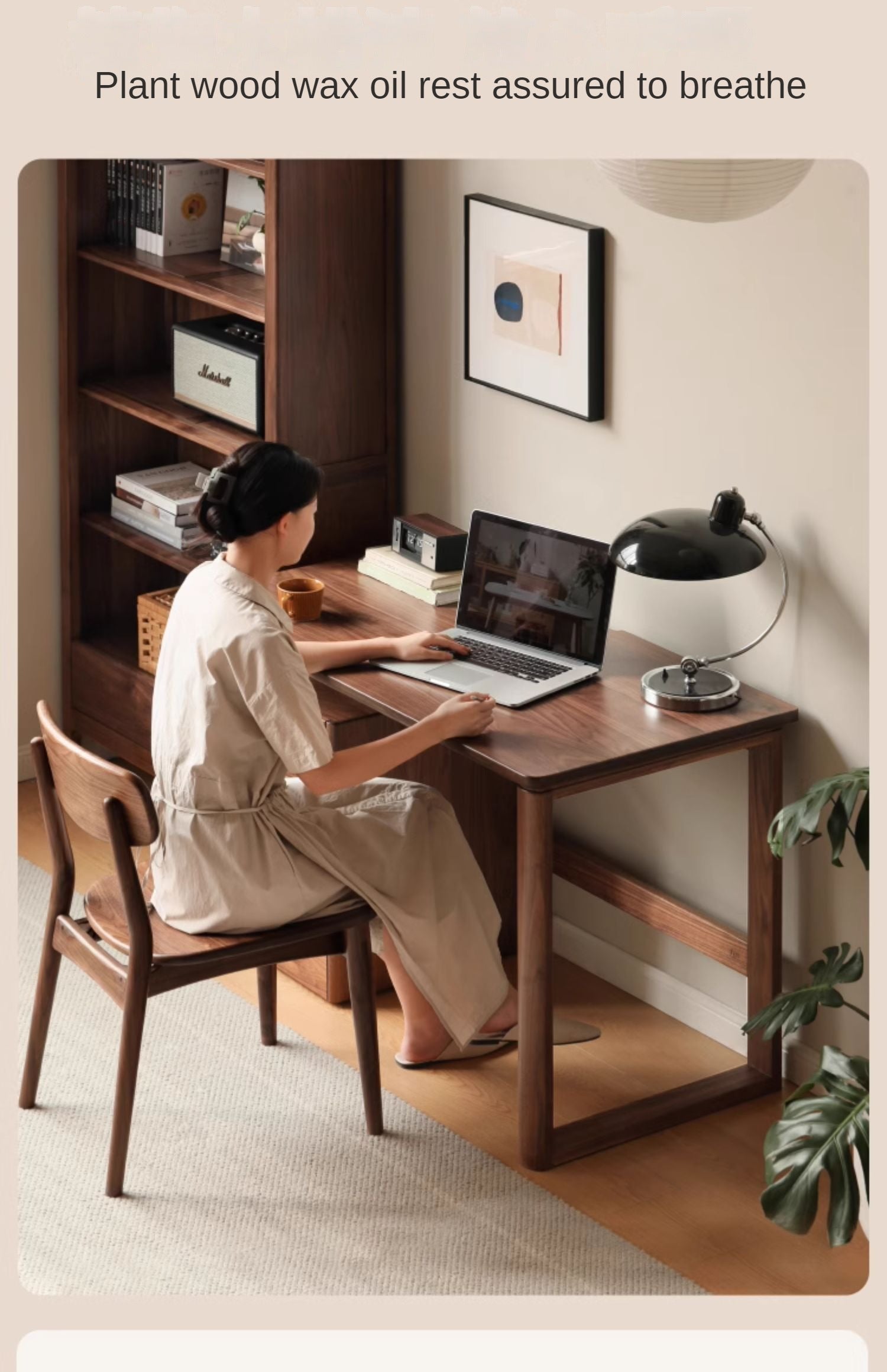 Black Walnut, Ash Solid Wood Study Writing Desk