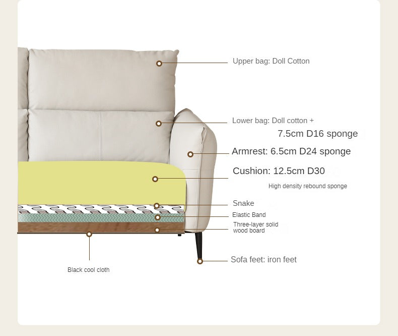 First layer cowhide sofa Italian light luxury: