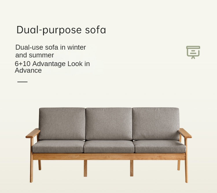 Oak Solid Wood Fabric Sofa