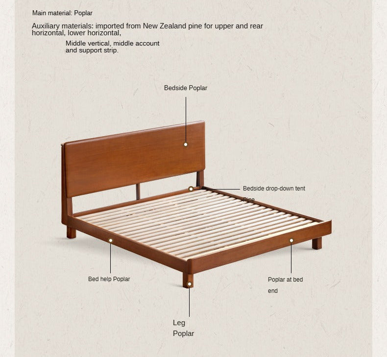 Poplar Solid Wood Large Bed