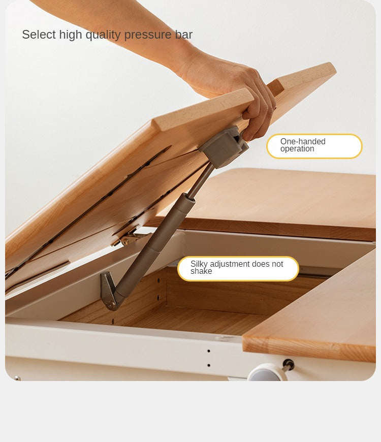 Beech Solid Wood Children's Raised and Lowered Study Table
