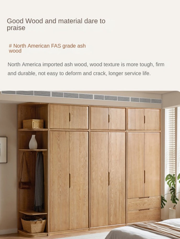 Ash solid wood wardrobe modern minimalist