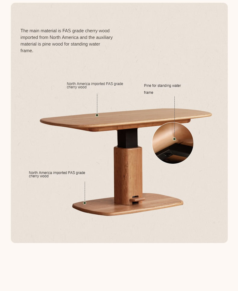 Cherry Solid Wood Dual-Purpose Modern Lift Dining Table