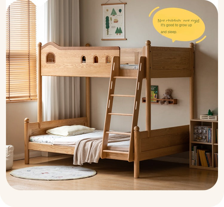 Oak Solid Wood Children's Bunk Bed.