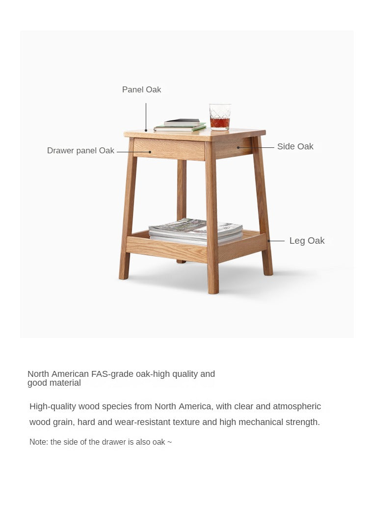 Oak Solid wood side tabledouble-layer"