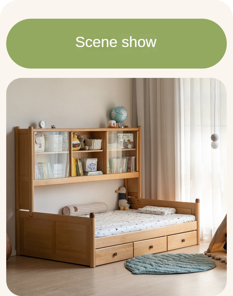 Beech Solid Wood Children's Cabinet Integrated Bed