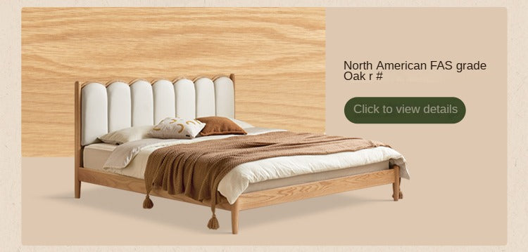 Cherry Solid Wood Soft Bed Retro