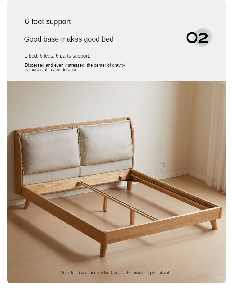 Top Grain Leather, Technical cloth ,fabric Oak Solid Wood Bed "_)